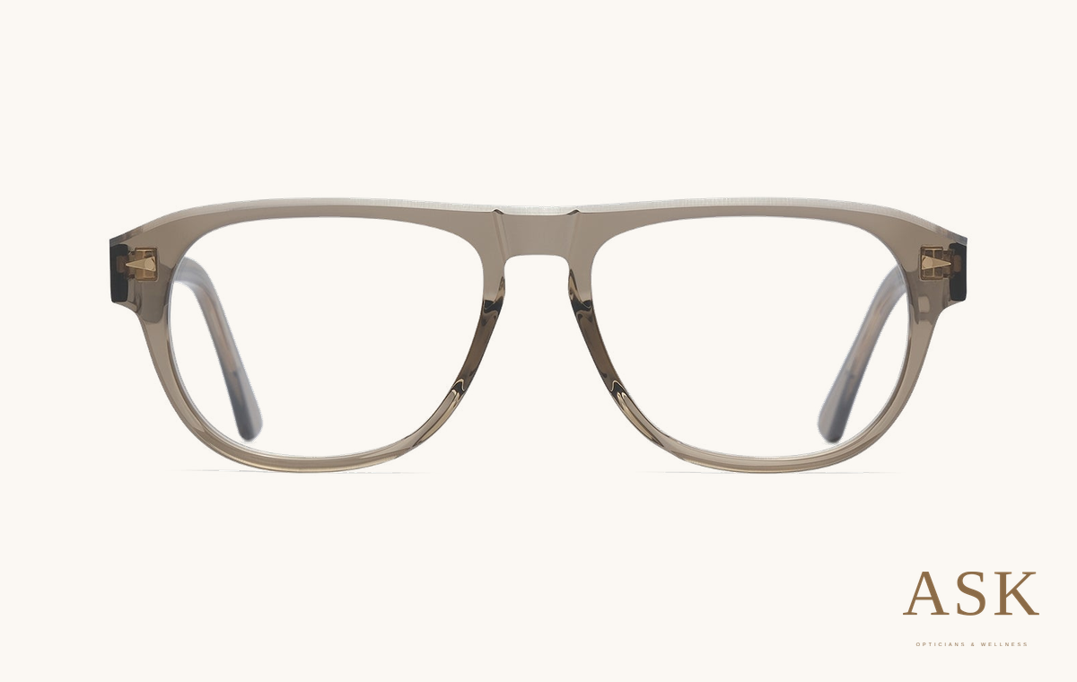 AHLEM Carpentier — Optical, Smokedlight, front view on ivory with the ASK logo