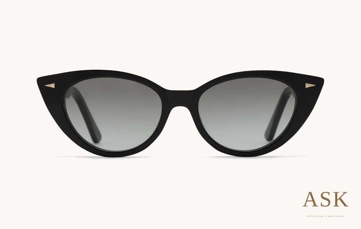 AHLEM Gambetta — Sunglasses, Black / Green Gradient, front view on ivory with the ASK logo