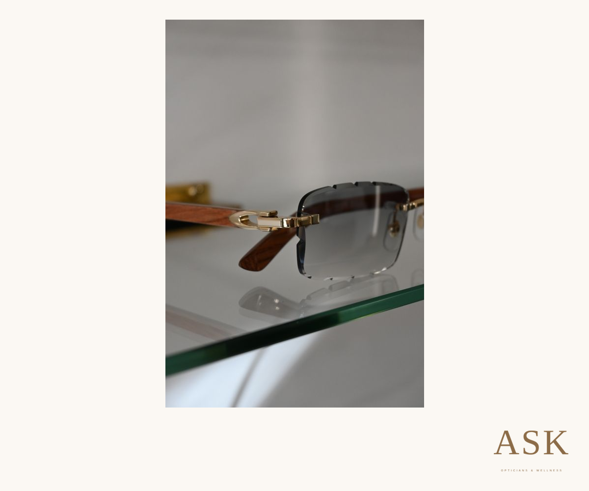 Cartier Wood with custom ASK diamond cut, photographed at ASK Opticians