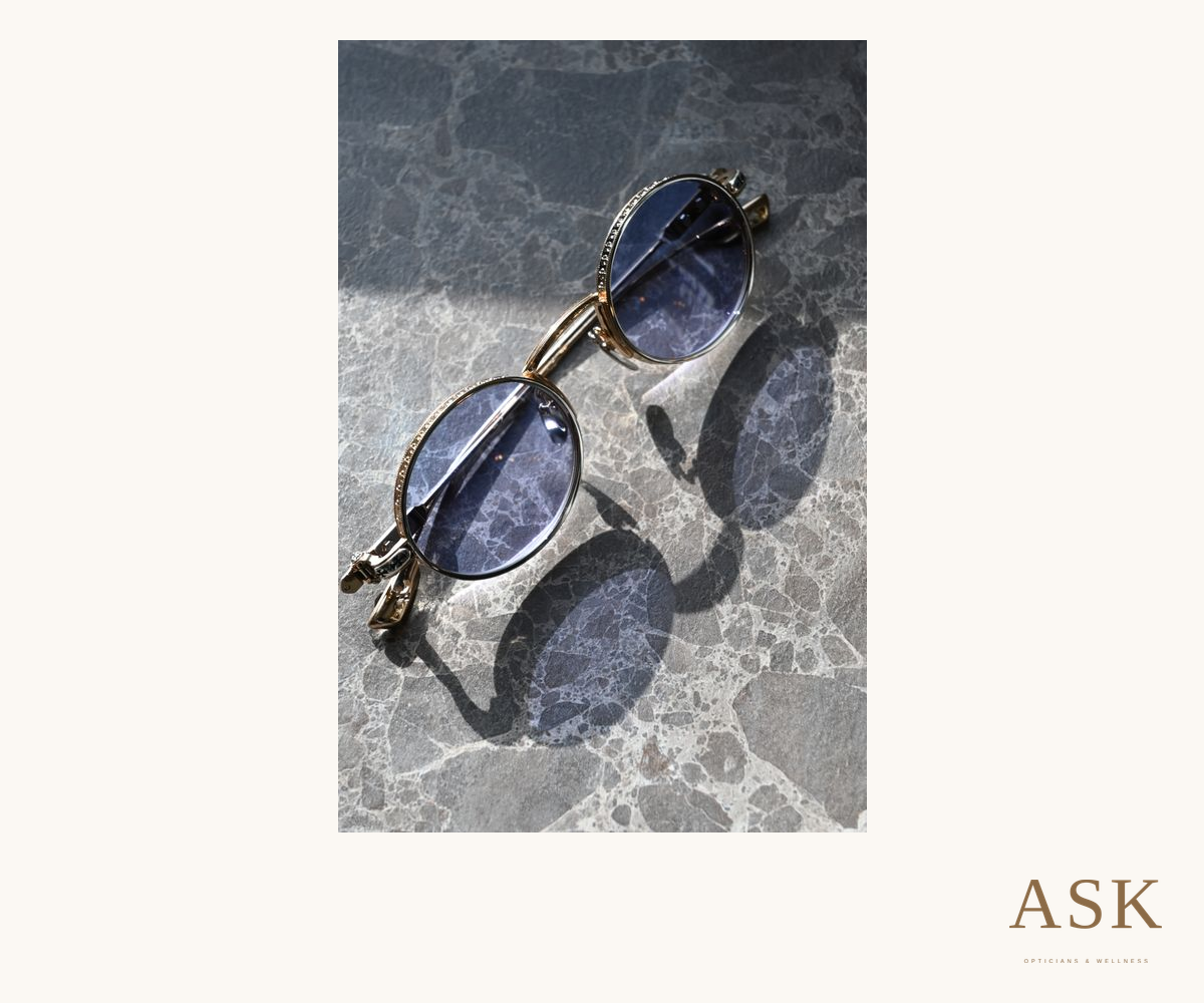 Chrome Hearts Honeydipped, photographed at ASK Opticians, in an ivory surround with the ASK logo