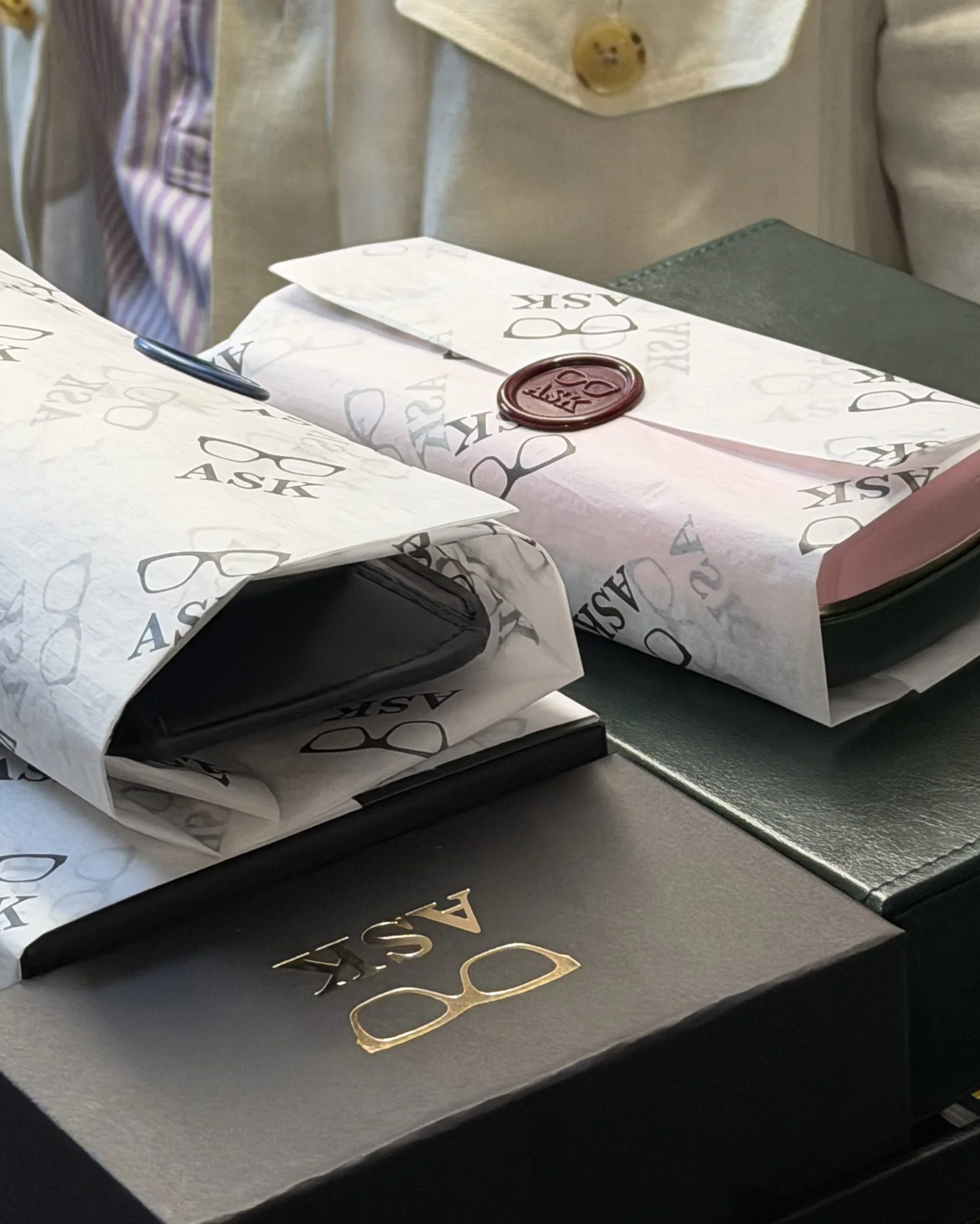 ASK packaging, sealed with the ASK wax seal