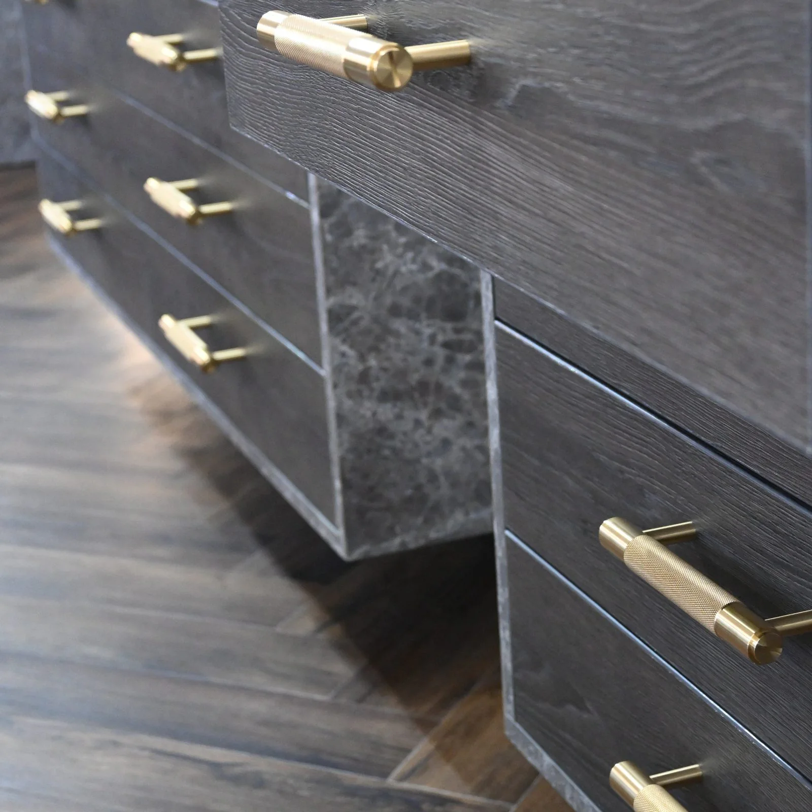 Frame drawers behind the counter