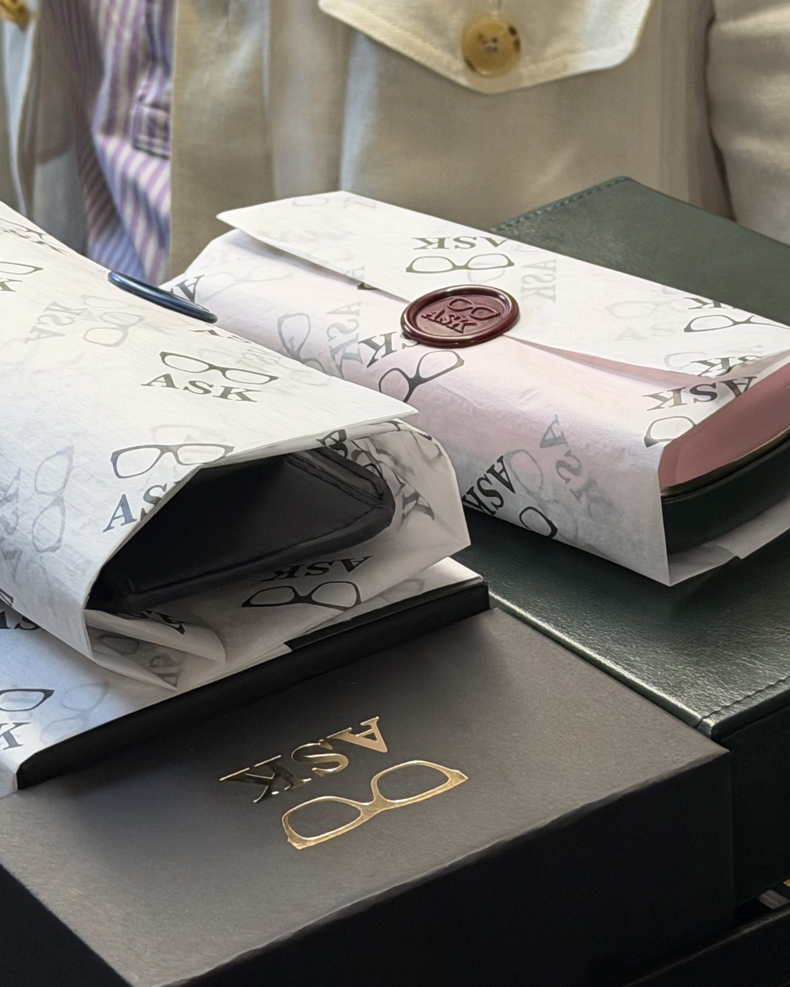 ASK packaging, sealed with the ASK wax seal
