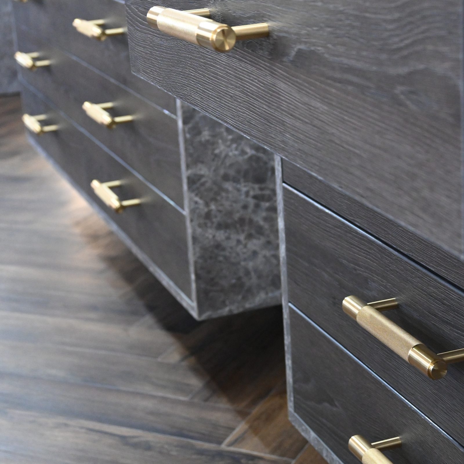 Frame drawers behind the counter