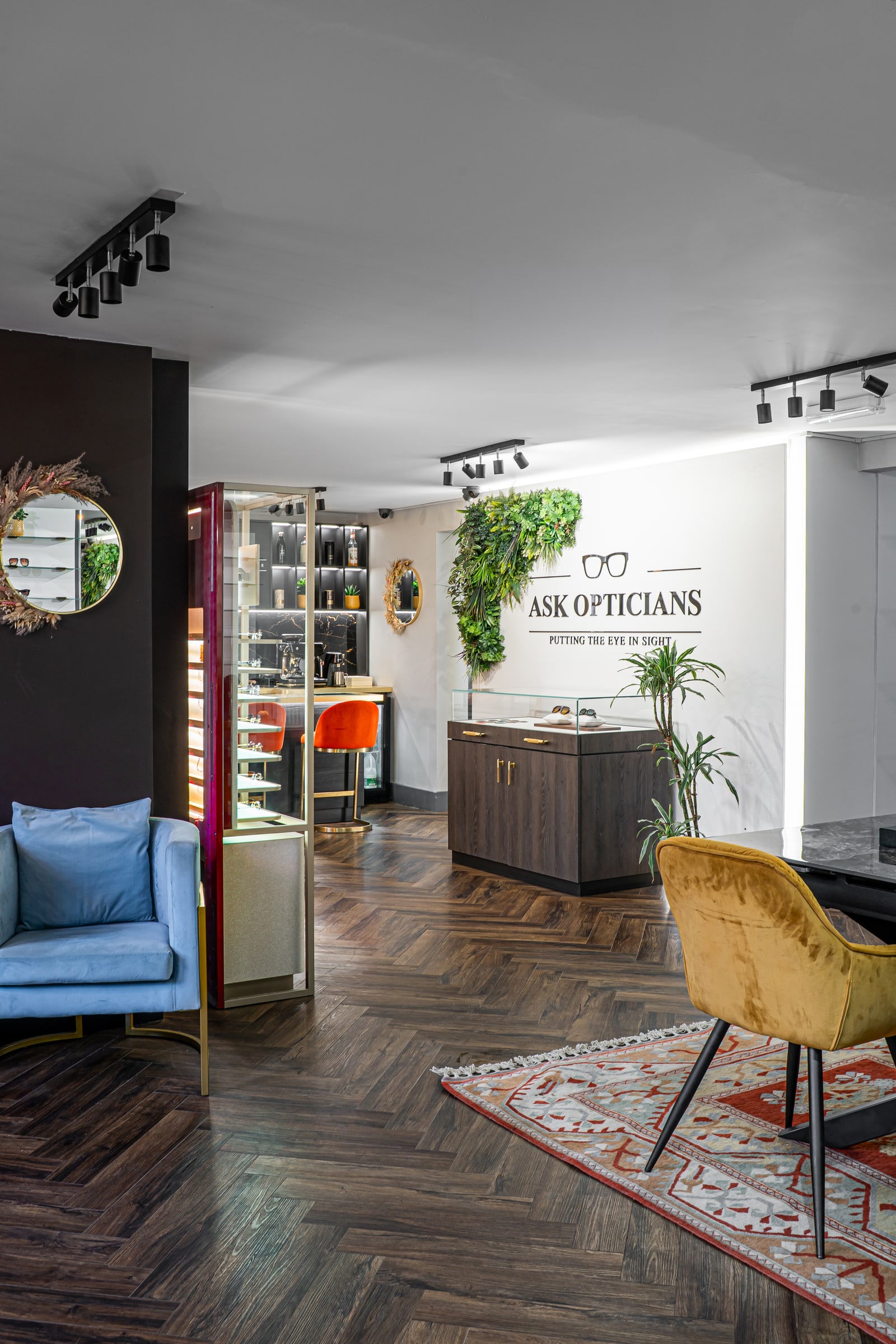 The new ASK practice with its eyewear displays, seating and ASK sign
